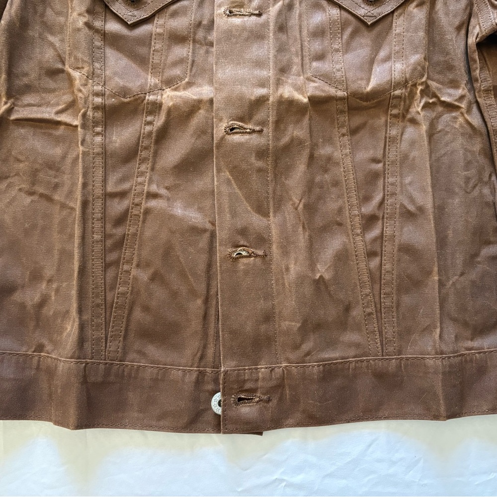 NWOT-Carre Label Brown Waxed Cotton Workwear Utility Jacket Vintage Style - Picture 7 of 13